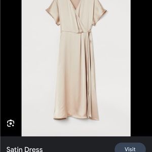 H and M cream satin wrap dress size large